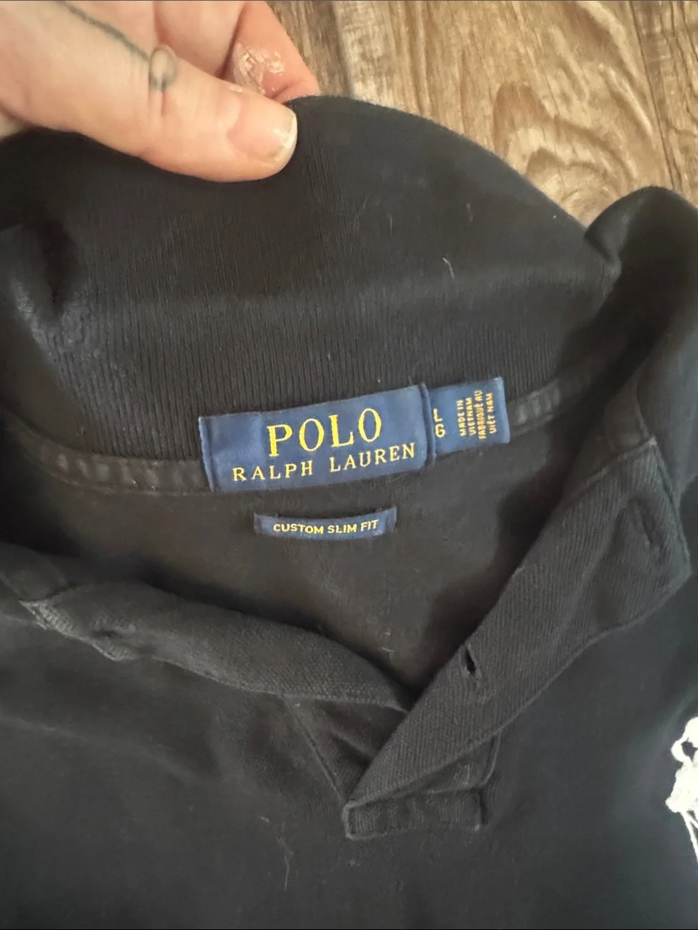 Ralph Lauren Black Polo Shirt with White Pony Logo